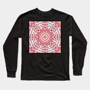 Flower and Hearts valentines and spring Kaleidoscope pattern (Seamless) 7 Long Sleeve T-Shirt